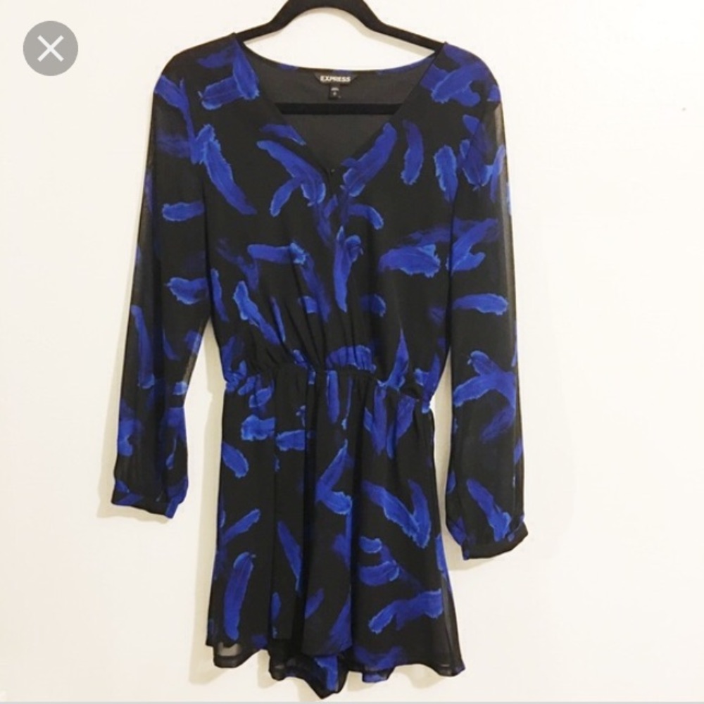 Express Blue Feather Romper